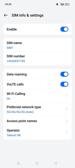 Turn Data roaming on or off