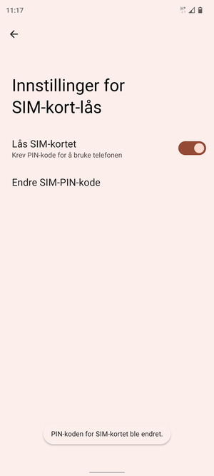 Din PIN-kode for SIM-kort er endret
