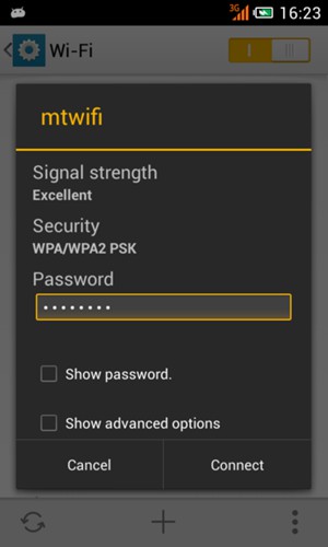 Enter the Wi-Fi Password and select Connect