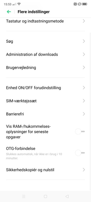 Scroll til og vælg Sikkerhedskopiér og nulstil