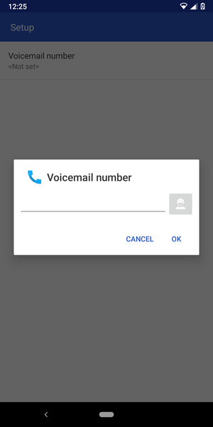 Enter the Voicemail number and select OK