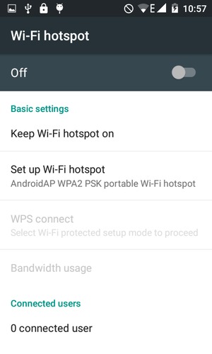 Turn Wi-Fi hotspot on