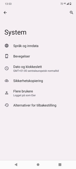 Velg Sikkerhetskopiering