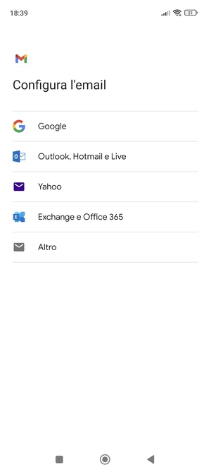 Seleziona Outlook, Hotmail e Live