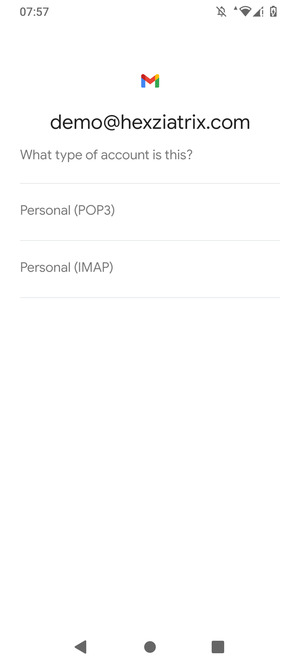 Select Personal (POP3) or Personal (IMAP)