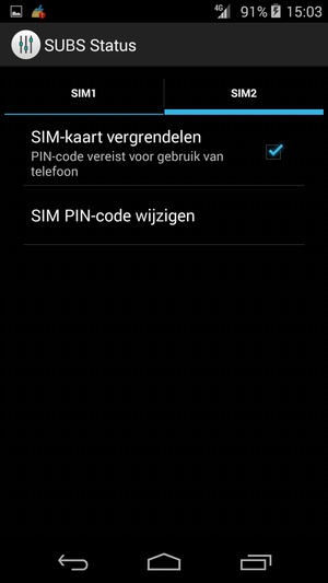 Selecteer SIM1 of SIM2 en selecteer SIM PIN-code wijzigen
