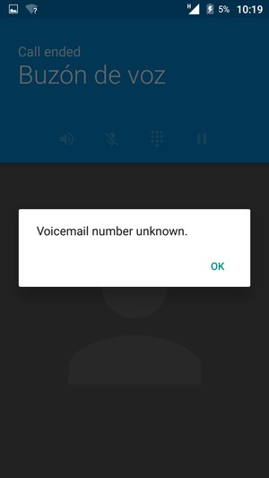 Si el correo de voz no está configurado, seleccione OK