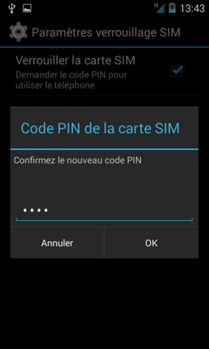Veuillez confirmer votre Nouveau code PIN et sélectionner OK