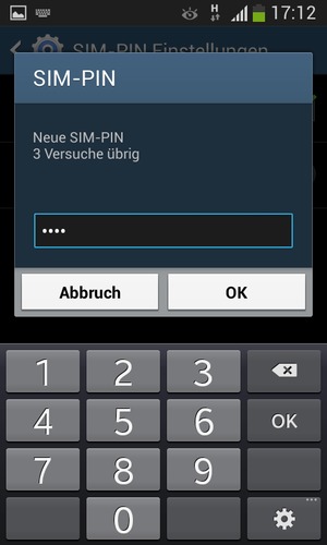 Geben Sie Ihren Neue SIM-PIN ein und wählen Sie OK