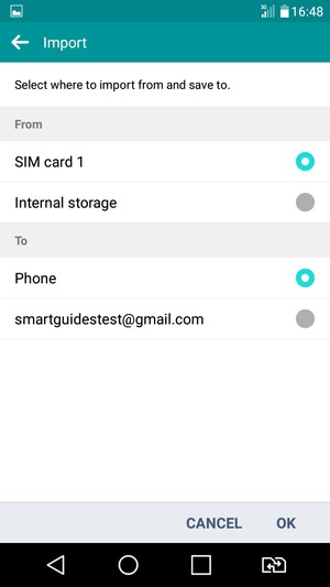 Select SIM card 1 or SIM card 2
