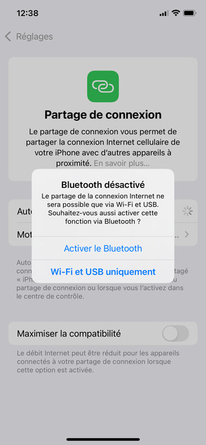 Sélectionnez Activer le Bluetooth