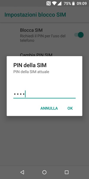 Inserisci PIN della SIM attuale e seleziona OK