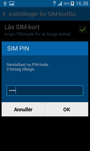Bekræft din nye SIM PIN-kode og vælg OK
