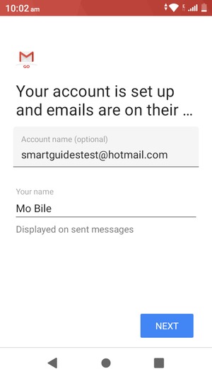 Give your account a name and enter your name. Select NEXT
