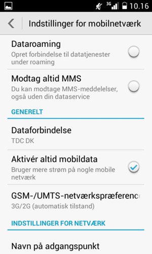 Vælg GSM-/UMTS-netværkspræferencer