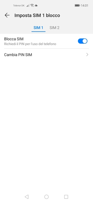 Seleziona SIM 1 o SIM 2 e poi Cambia PIN SIM