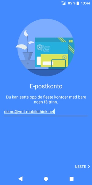 Skriv inn e-postadresse og velg NESTE