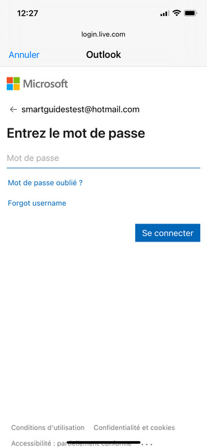 Saisissez votre mot de passe et sélectionnez Se connecter