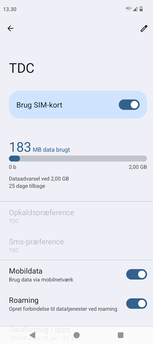 Slå Roaming til eller fra