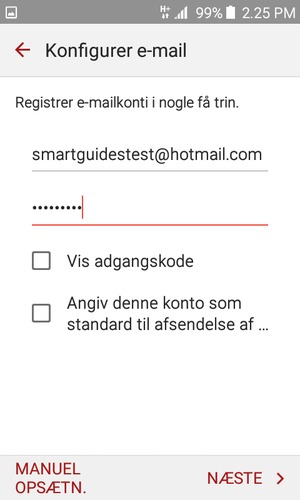 Indtast din Hotmail adresse og vælg NÆSTE