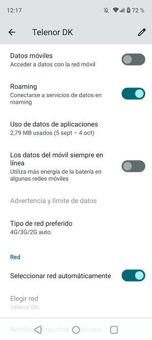 Activar o desactivar Roaming