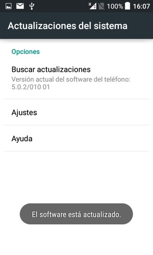 Si su teléfono está actualizado, verá la siguiente pantalla.