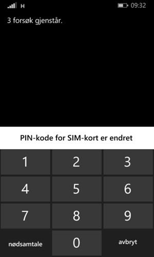 SIM PIN er endret