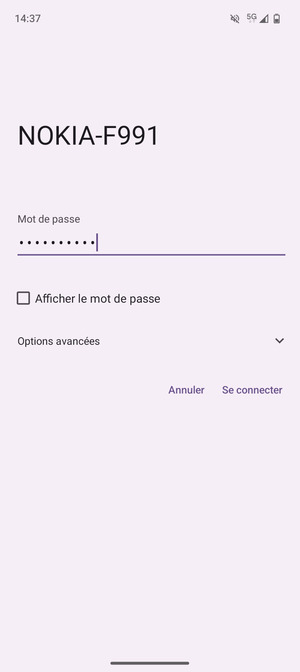 Saisissez le mot de passe du Wi-Fi et sélectionnez Se connecter