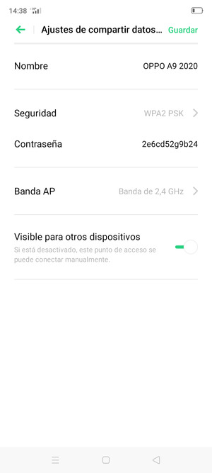 Introduzca una contraseña de punto de acceso Wi-Fi de al menos 8 caracteres y seleccione Guardar