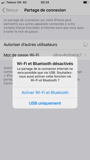 Sélectionnez Activer Wi-Fi et Bluetooth