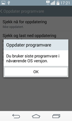 Hvis telefonen din er oppdatert, velg OK