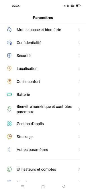 Pour activer votre écran de verrouillage, allez dans le menu Paramètres et sélectionnez Mot de passe et biométrie