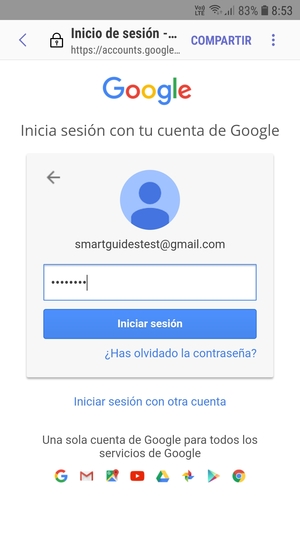 Introduzca su contraseña de Gmail y seleccione Iniciar sesión