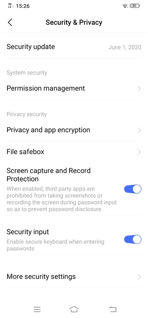 Scroll to and select More security settings