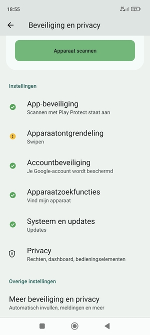 Scroll naar en selecteer Systeem en updates