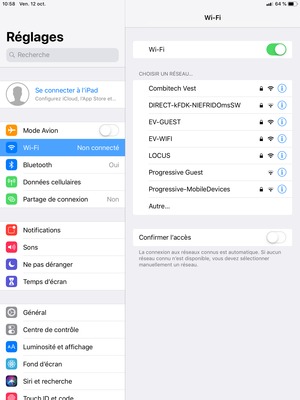 Activer la connexion Wi-Fi et sélectionnez le réseau sans fil auquel vous souhaitez vous connecter