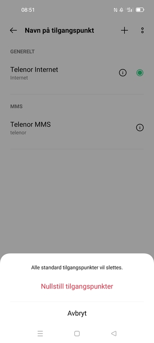 Velg Nullstill tilgangspunkter