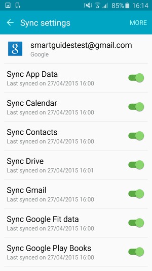 Turn on Sync Contacts and select MORE