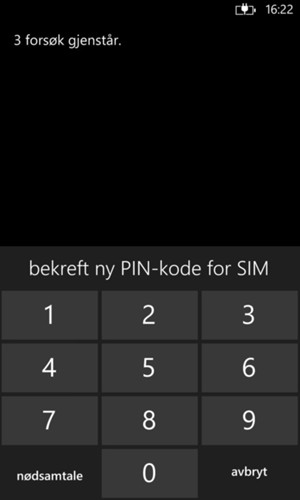 Bekreft din nye PIN-kode for SIM