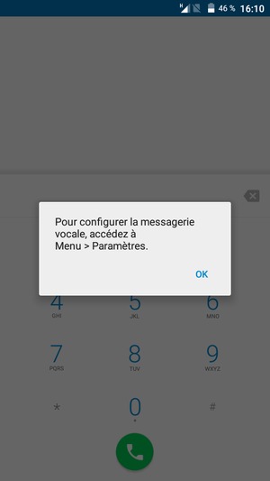 Si votre messagerie vocale n'est pas configurée, sélectionnez OK