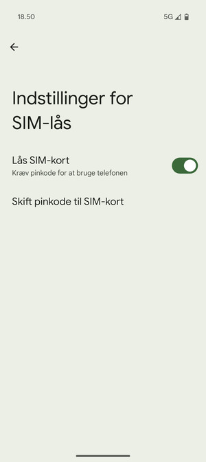 Vælg Skift pinkode til SIM-kort