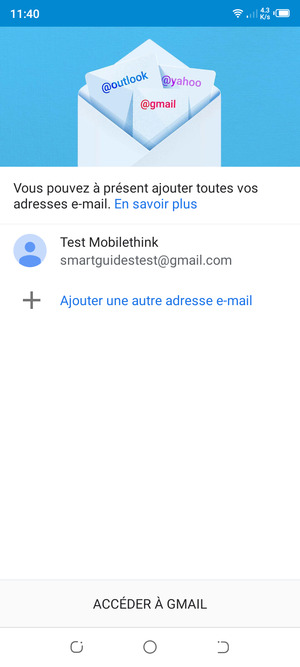 Sélectionnez ACCÉDER À GMAIL