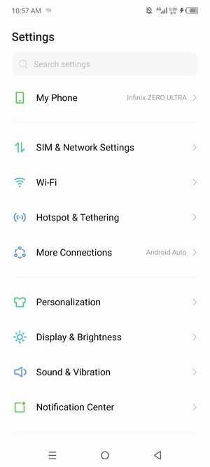 Select SIM & Network Settings